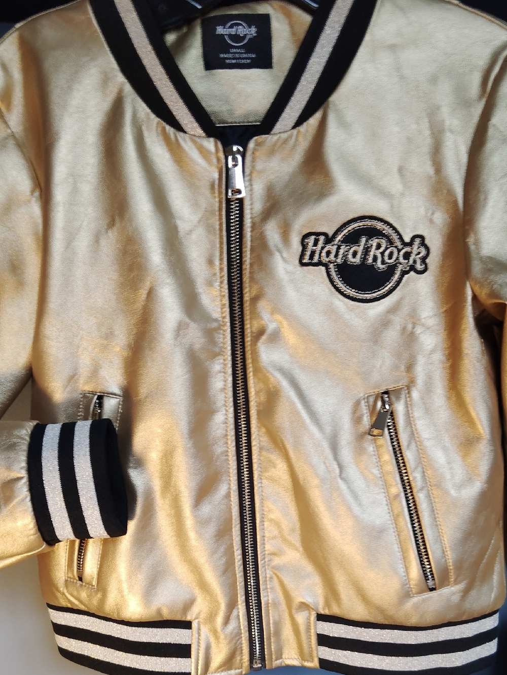 Hard Rock Cafe Kids Gold Metallic Bomber Jacket